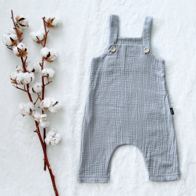 Detské letné mušelínové trakáče šedé