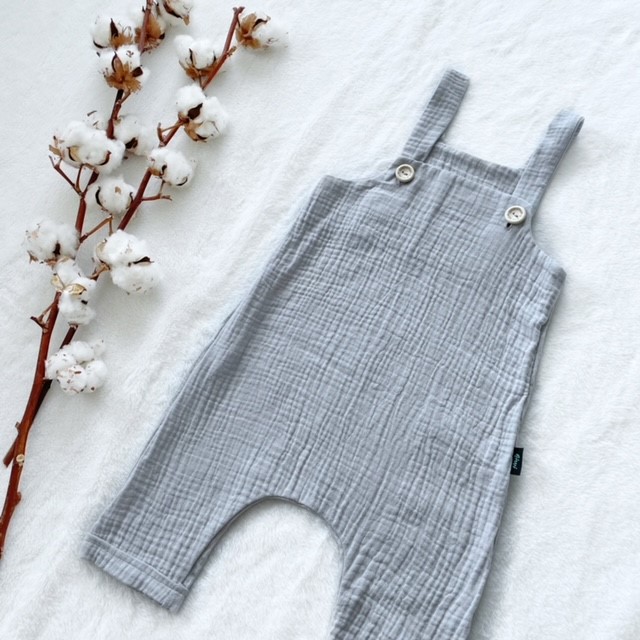 Detské letné mušelínové trakáče šedé