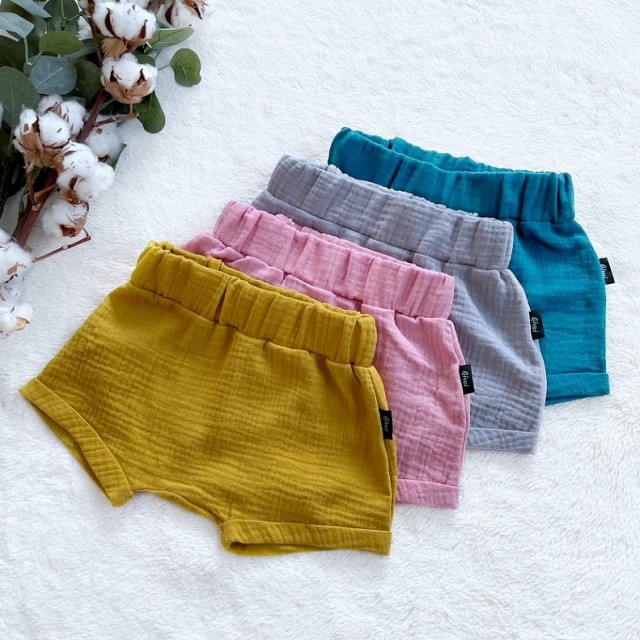 Detské letné mušelínové kraťasy staroružové