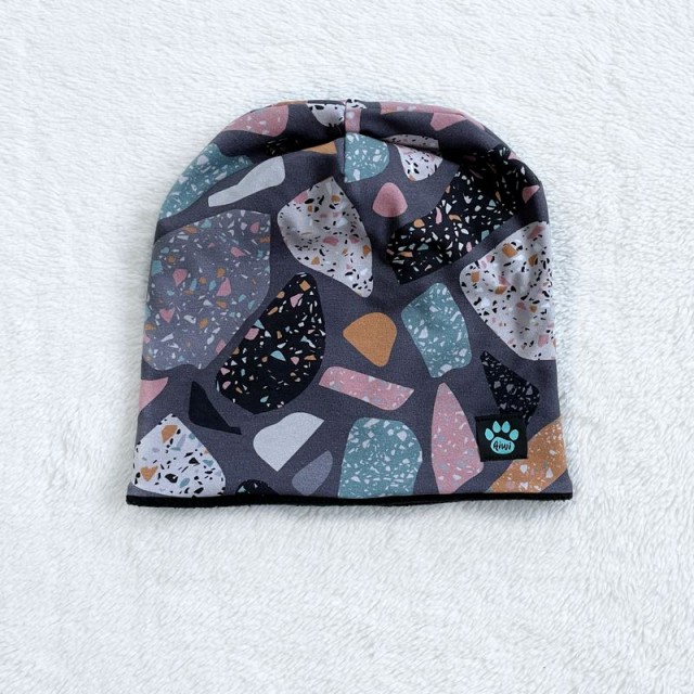 Detská zimná zateplená bavlnená fleecová čiapka GEO TVARY