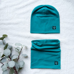 Detská bavlnená dvojvrstvová čiapka tyrkysová