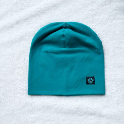Detská bavlnená dvojvrstvová čiapka tyrkysová