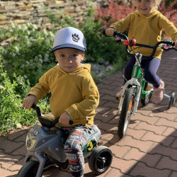 Detská mikina s kapucňou s uškami horčicová