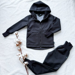 Detská softshellová bunda čierna - vzor rybia kosť