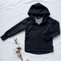 Detská softshellová bunda čierna - vzor rybia kosť