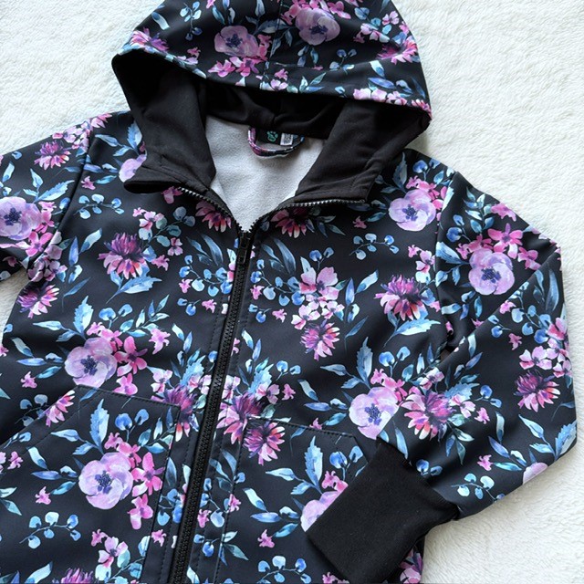 Detská softshellová bunda FIALOVÉ KVIETKY