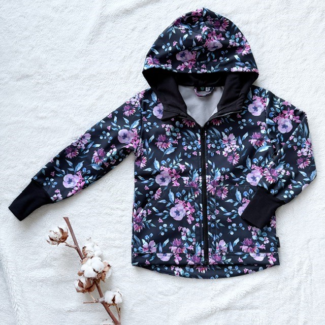 Detská softshellová bunda FIALOVÉ KVIETKY