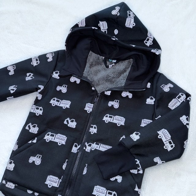 Detská softshellová bunda s barančekom REFLEXNÉ STAVEBNÉ STROJE