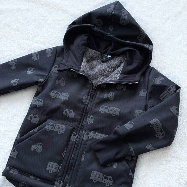 Detská softshellová bunda s barančekom REFLEXNÉ STAVEBNÉ STROJE