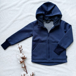 Detská softshellová bunda tmavomodrá - vzor rybia kosť