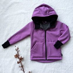 Detská zimná softshellová bunda s barančekom fialová