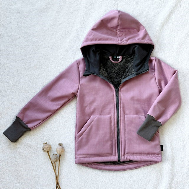 Detská zimná softshellová bunda s barančekom staroružová
