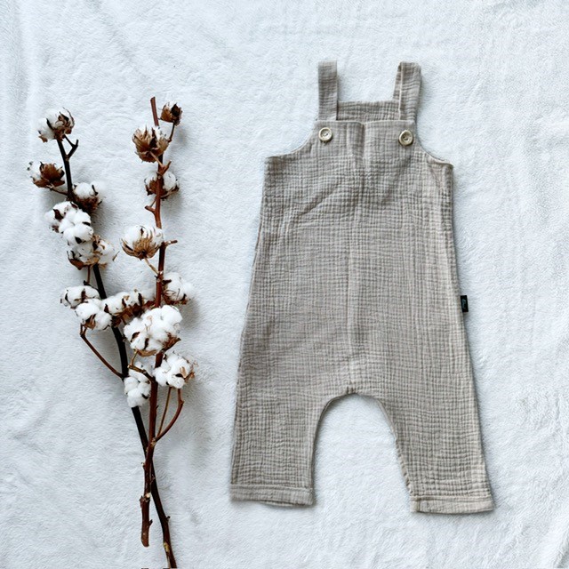 Detské letné mušelínové trakáče krémové