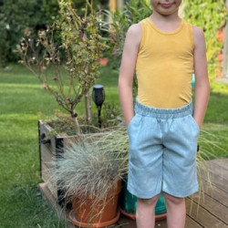 Detské letné ľanové krátke nohavice bledomodré