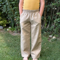 Detské letné ľanové nohavice bežové