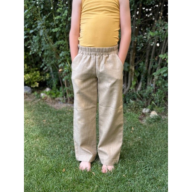 Detské letné ľanové nohavice bežové