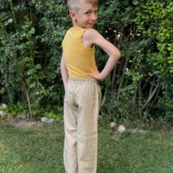 Detské letné ľanové nohavice bežové