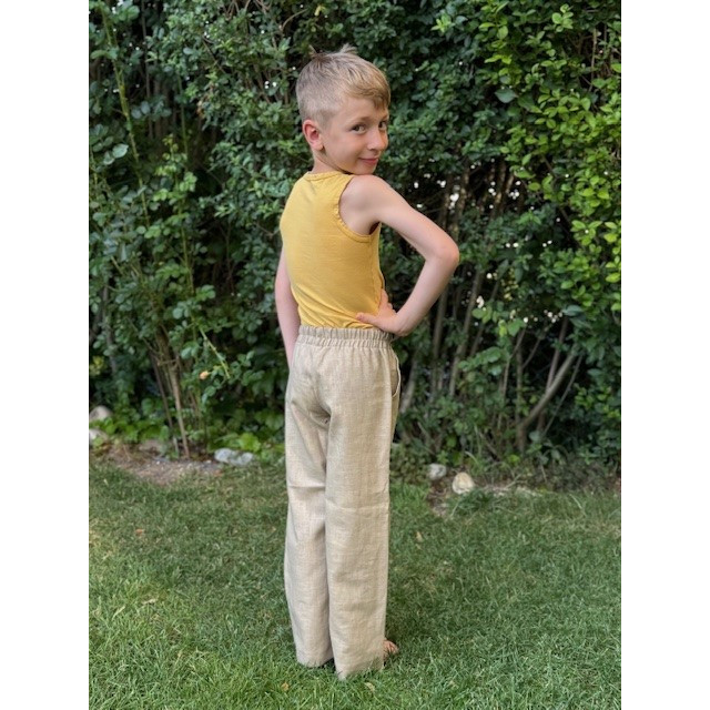 Detské letné ľanové nohavice bežové