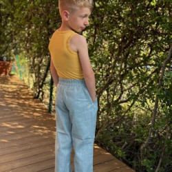 Detské letné ľanové nohavice bledomodré