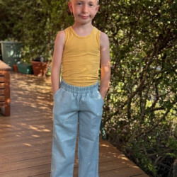 Detské letné ľanové nohavice bledomodré