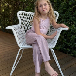 Detské letné ľanové nohavice bledoružové