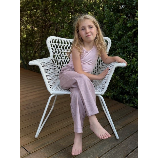 Detské letné ľanové nohavice bledoružové