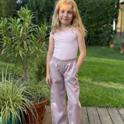 Detské letné ľanové nohavice bledoružové