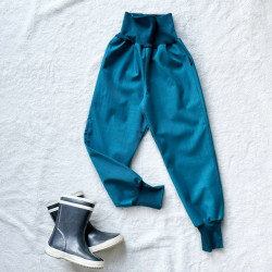 Detské prechodné (jarné) softshellové nohavice petrolej