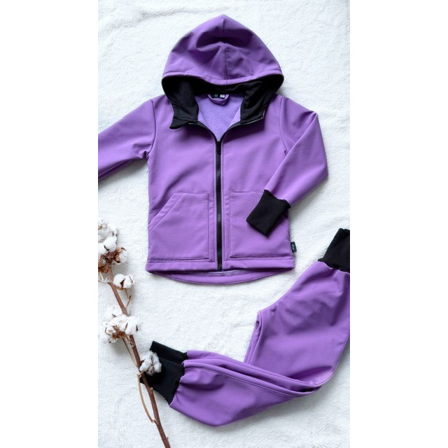 Detské softshellové zateplené nohavice fialové