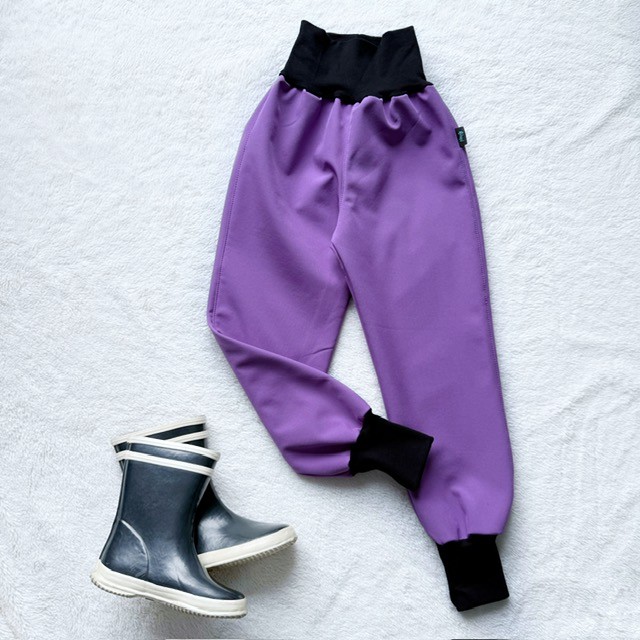 Detské softshellové zateplené nohavice fialové