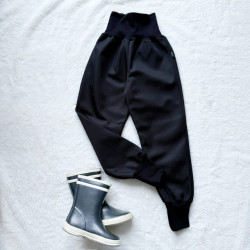 Detské zateplené softshellové nohavice čierne - vzor rybia kosť