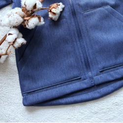 Detské zateplené softshellové nohavice tmavomodré - vzor rybia kosť