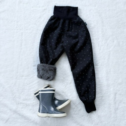 Detské zimné zateplené softshellové nohavice s barančekom REFLEXNÉ SRDIEČKA