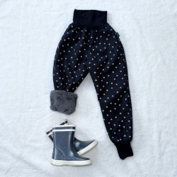 Detské zimné zateplené softshellové nohavice s barančekom REFLEXNÉ SRDIEČKA