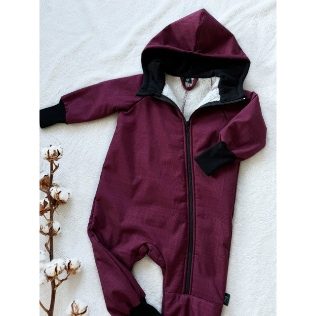 Detský softshellový overal s barančekom bordový