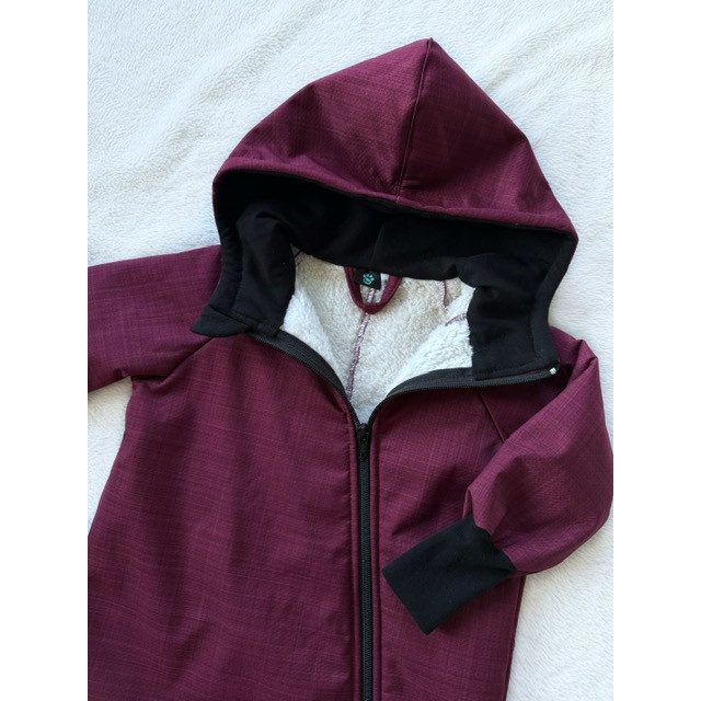 Detský softshellový overal s barančekom bordový