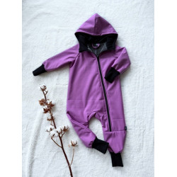 Detský softshellový overal s barančekom fialový