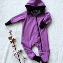 Detský softshellový overal s barančekom fialový