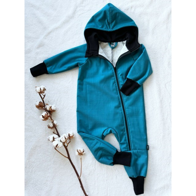 Detský softshellový overal s barančekom petrolej