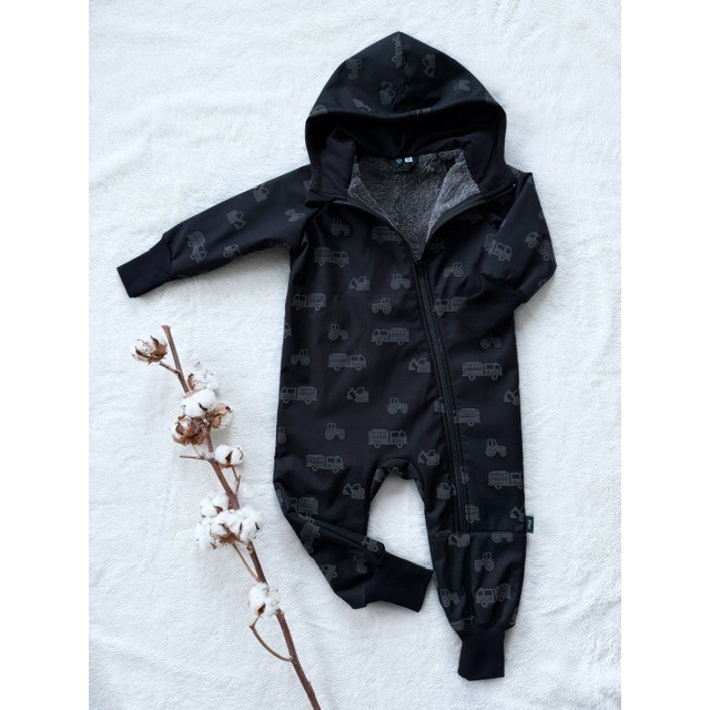 Detský softshellový overal s barančekom REFLEXNÉ STAVEBNÉ STROJE