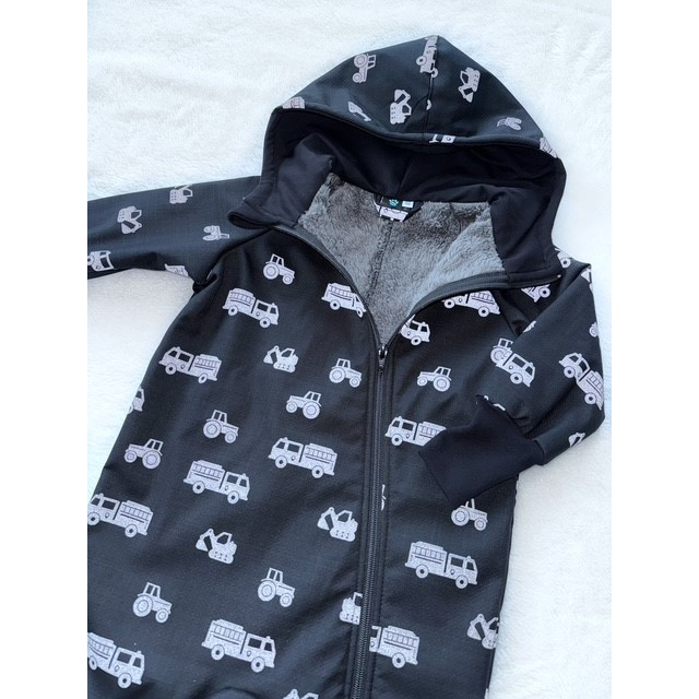 Detský softshellový overal s barančekom REFLEXNÉ STAVEBNÉ STROJE