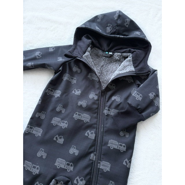 Detský softshellový overal s barančekom REFLEXNÉ STAVEBNÉ STROJE