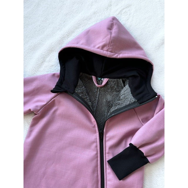 Detský softshellový overal s barančekom ružový