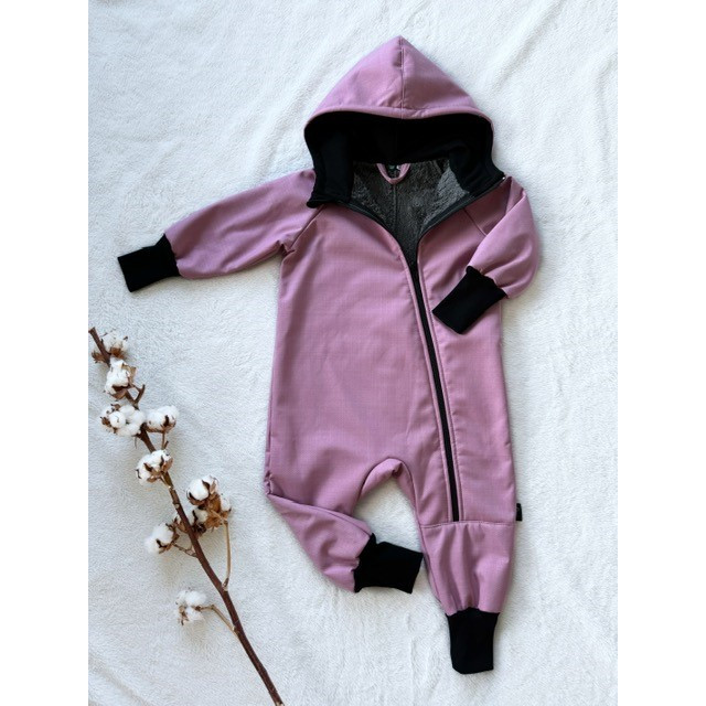 Detský softshellový overal s barančekom ružový