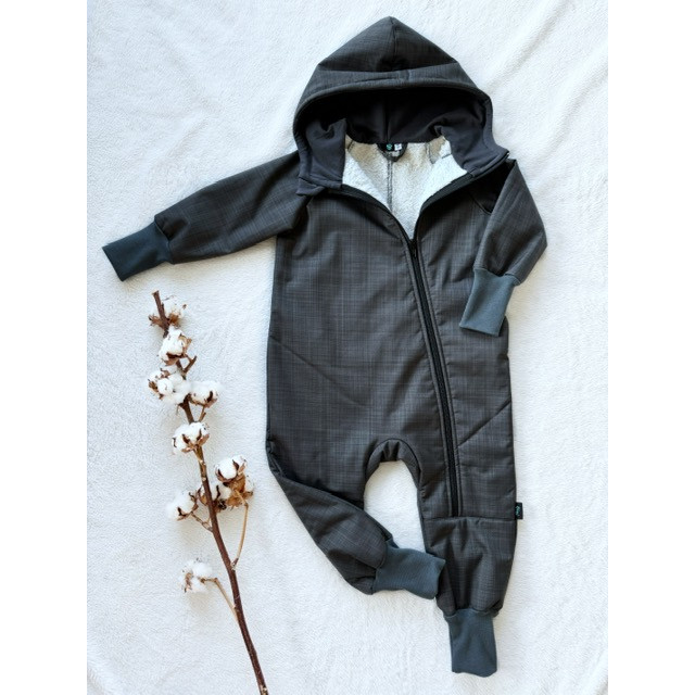 Detský softshellový overal s barančekom šedý