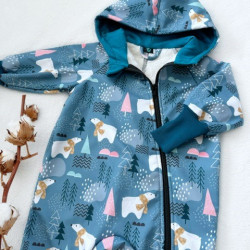 Detský softshellový overal s barančekom ĽADOVÉ MEDVEDÍKY