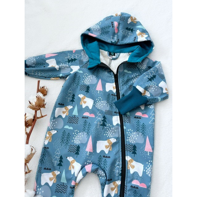 Detský softshellový overal s barančekom ĽADOVÉ MEDVEDÍKY