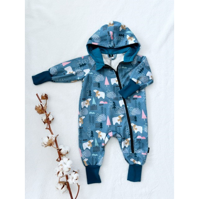 Detský softshellový overal s barančekom ĽADOVÉ MEDVEDÍKY