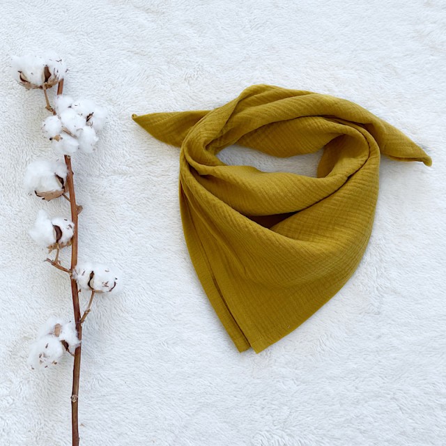 Detská mušelínová šatka malá 65 x 65 cm horčicová