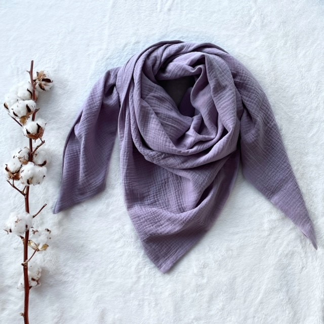 Detská mušelínová šatka veľká 125 x 125 cm fialová 